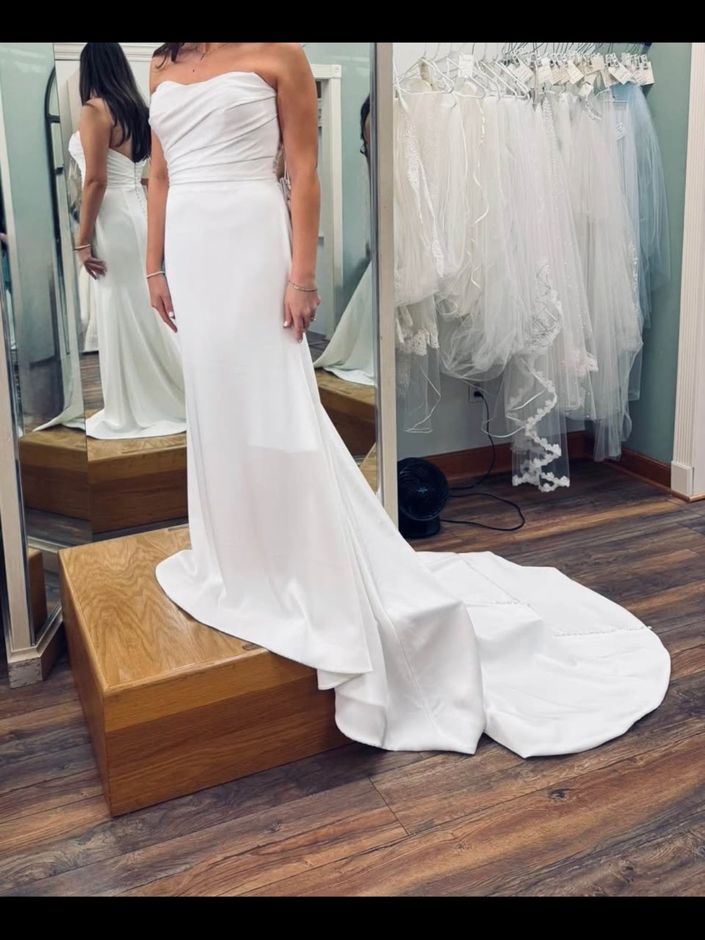Jasmine Strapless White Wedding Gown with Sweep Train
